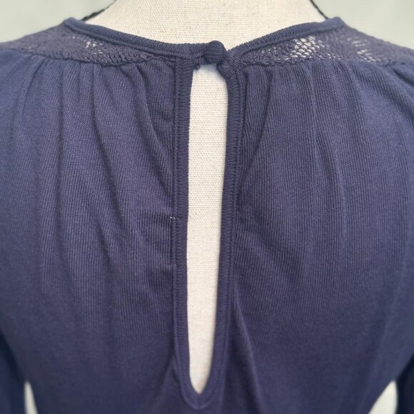 Ella Moss Navy Blue Three Quarter Sleeve Belted Wrap Top Blouse, Size S - Picture 6 of 7